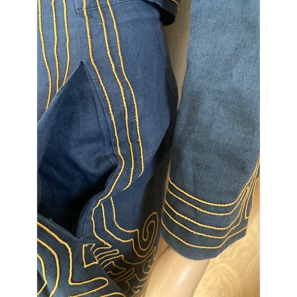 1980s/90s Marie St. Claire Navy Blue Linen Blend 2-Pc Short Set w/Pockets Siz4 4 - Picture 9 of 14